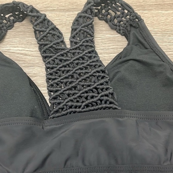 Athena Cabana Crochet Racerback Black Tankini Top Size 14 - Picture 4 of 7